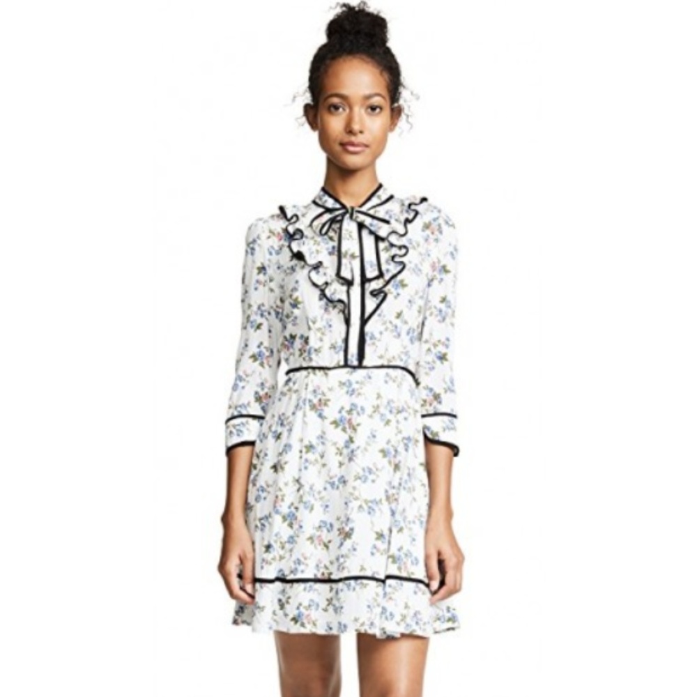 re:named Floral Dress with Tie Neck
